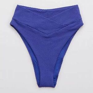 Aerie Women’s Textured Overlapped High Cut Cheeky Bikini Bottom Size XS NWT